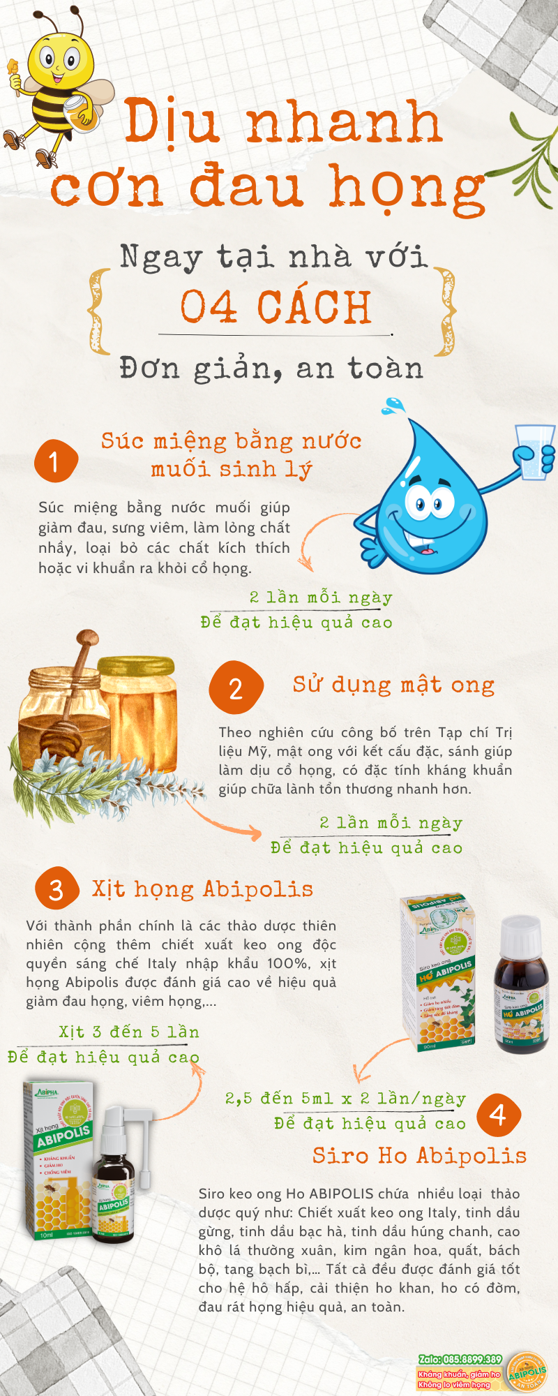 [INFOGRAPHIC] 4 cách làm dịu nhanh cơn đau họng ngay tại nhà