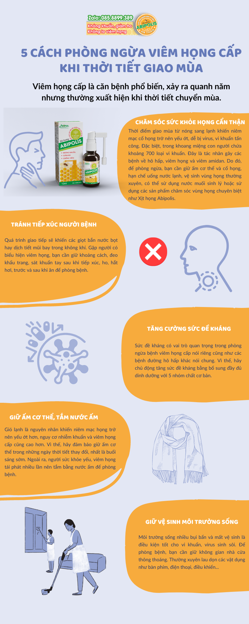 [INFOGRAPHIC] 5 CÁCH PHÒNG NGỪA VIÊM HỌNG CẤP KHI THỜI TIẾT GIAO MÙA