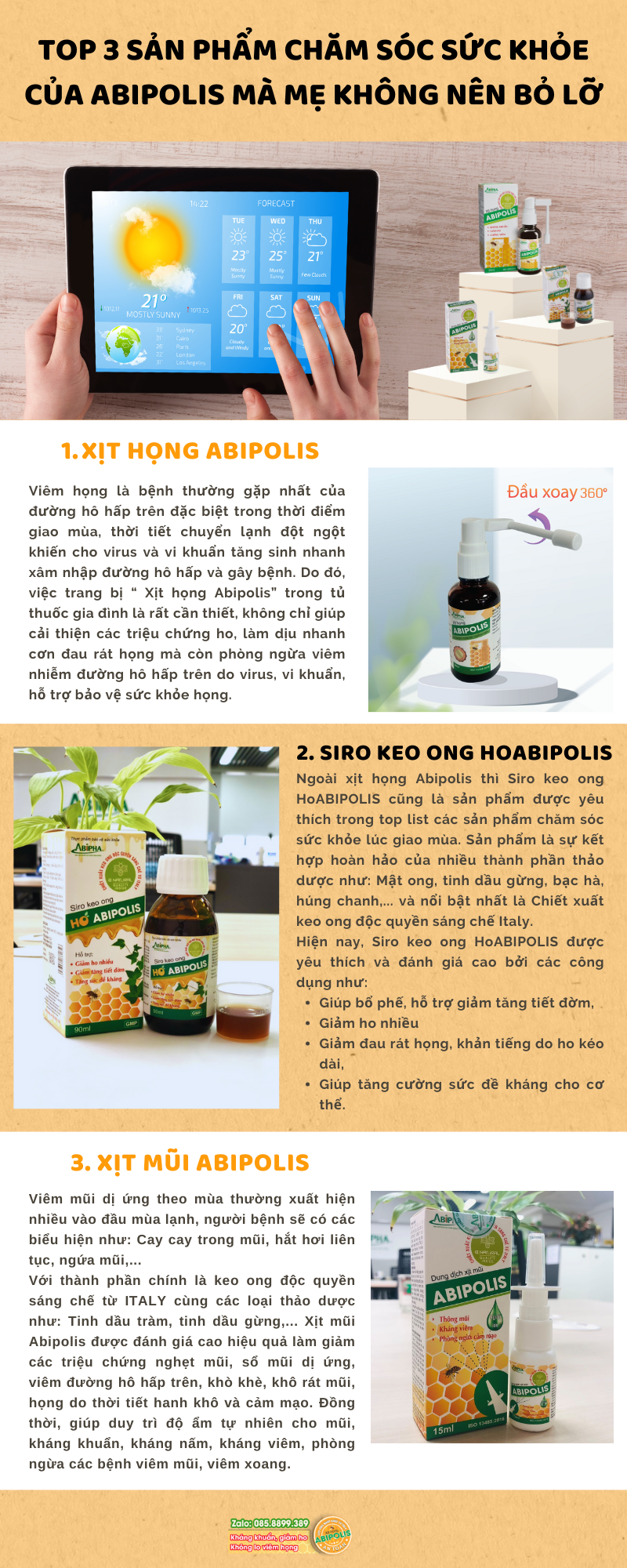 TOP 3 SẢN PHẨM HỖ TRỢ CHĂM SÓC SỨC KHỎE CỦA ABIPOLIS MÀ MẸ KHÔNG NÊN BỎ LỠ